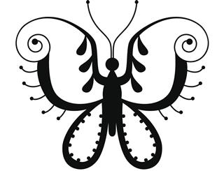 Butterfly with black outline