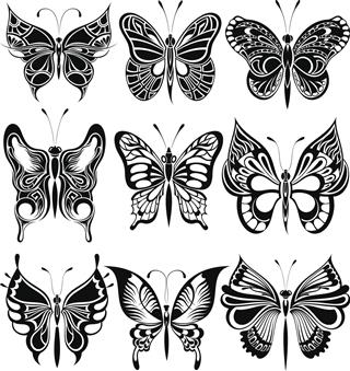 Butterfly tattoos set