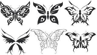Print set of six butterfly