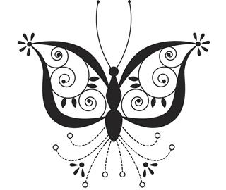 Black wings design of butterfly