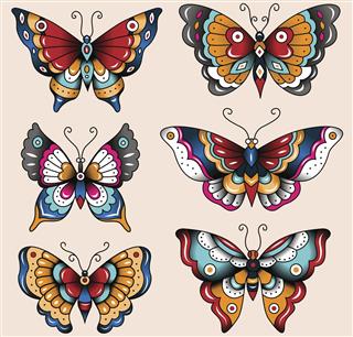 Tattoo colored butterflies