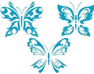 Butterfly in blue shapes