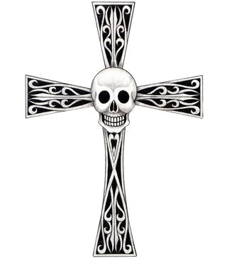 Cross tattoo with skull art