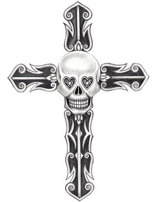 Cross with skull tattoo
