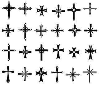 Vector set of cross tattoo