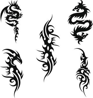 Tribal dragons tattoo