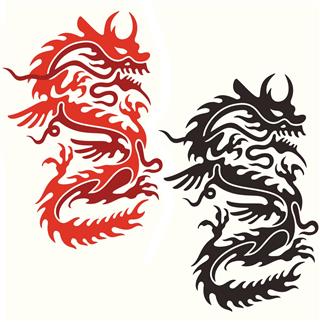 Red black dragon tattoo