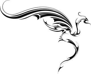 Flying dragon tattoo illustration