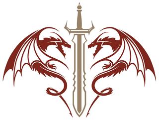 Dragon with sword tattoo