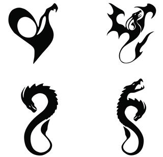 Black illustration of dragon