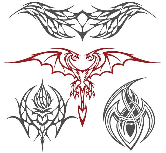 Tattoo set in dragon style