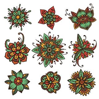Vector set of flowers tattoo