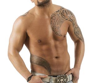 Male with hawaiian tattoo
