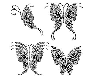 Set of butterfly tattoos