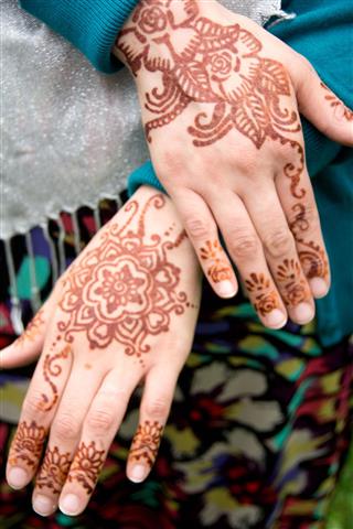 Henna tattoo hands