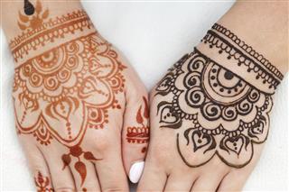 Henna pattern on female hand