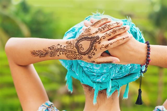 Henna tattoo on her hand