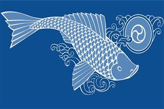 Koi fish on blue background