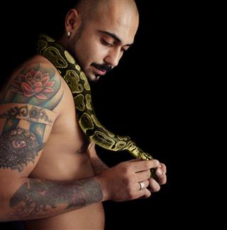 Tattooed Man with Python