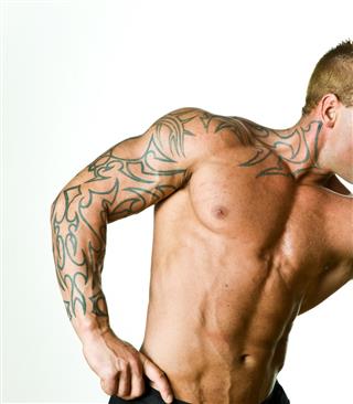 Bodybuilder with tattoo