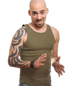 Expressive tattooed man