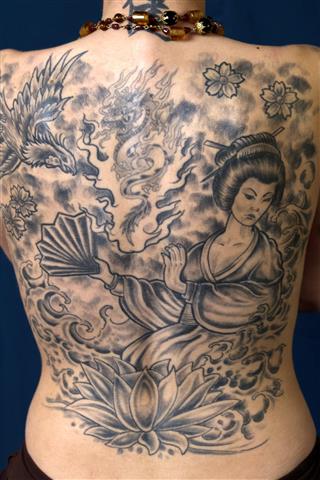 Asian back tattoo