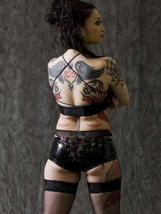 Japanese woman with tattoos