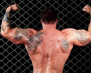Bodybuilder with tattoos