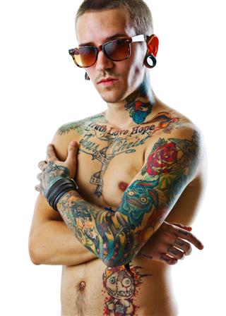 Young male with tattoos