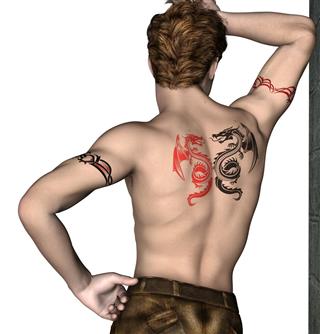 Male model with dragon tattoo