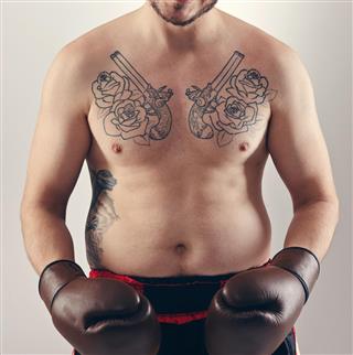 Boxer man with tattoo