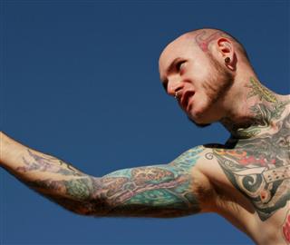 Man with tattoo design
