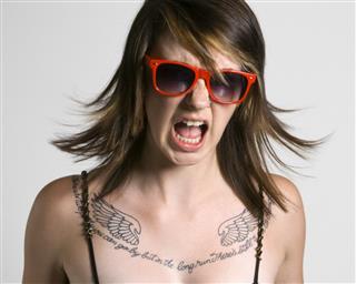 Tattooed angry girl