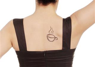 Hot coffee cup tattoo design