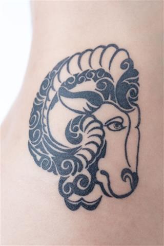 Woman Tribal Sheep Tattoo