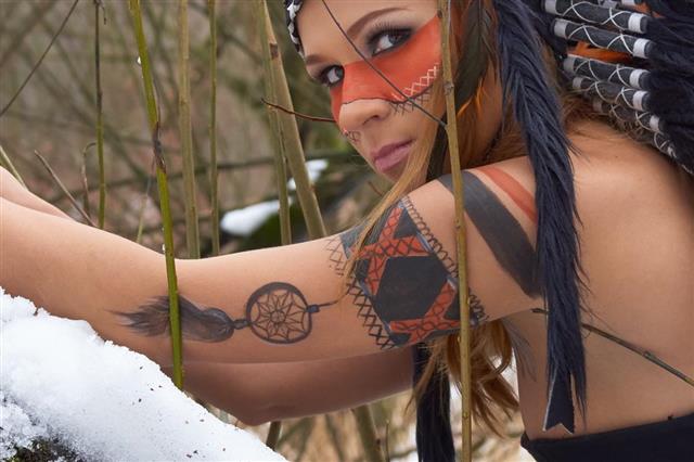 Tattooed tribal girl