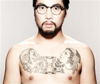Shirtless Young Asian Man With Tattoos
