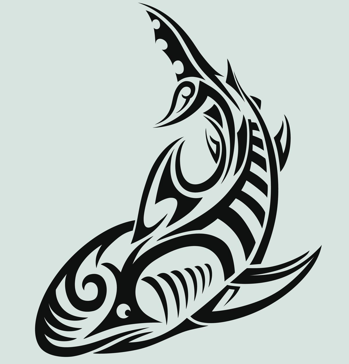 shark compass fine line tattoo - Zealand Tattoo