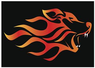 Flame design of wolf head