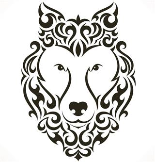 Wolf head in tribal style