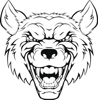 Wolf mascot head tattoo
