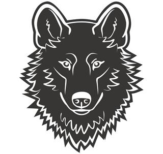 Black wolf head illustration