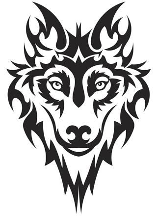 Vector image of wolf tattoo