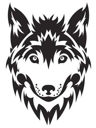 Wolf head tattoo mascot
