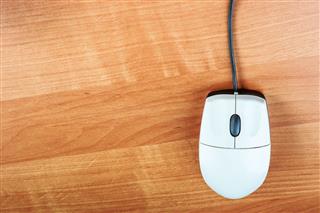 White Computer Mouse With Cable