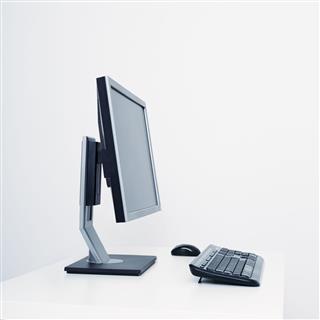 Pc Screen With Keyboard And Mouse