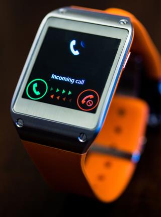 Orange Smart Watch Receiving A Call
