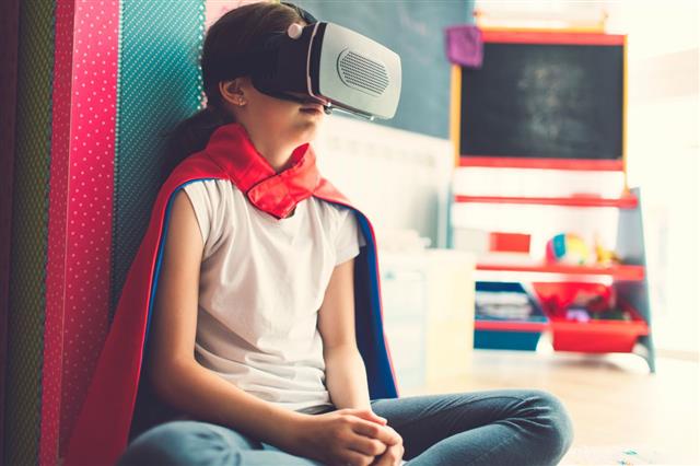 Girl Using Virtual Reality Glasses