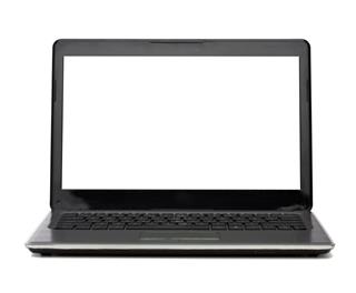 Laptop Computer With Blank White Screen