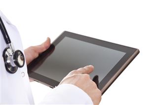 Doctor Hands Holding Digital Tablet